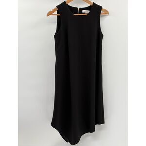 Calvin‎ Klein Dress Swing Midi Sleeveless Women 6 Black  Asymmetrical Bottom